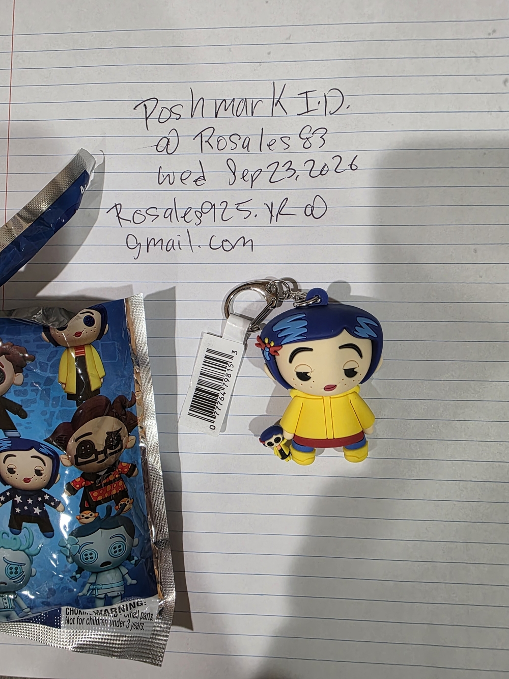 Yellow Coraline-Inspired PVC Key & Card Holder Keychain